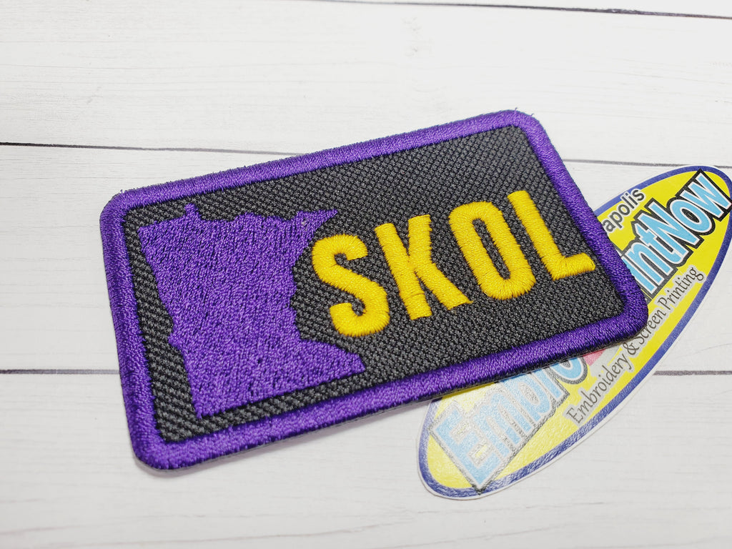 MN Skol Embroidery  3" X 2" Black Purple Iron on Patch