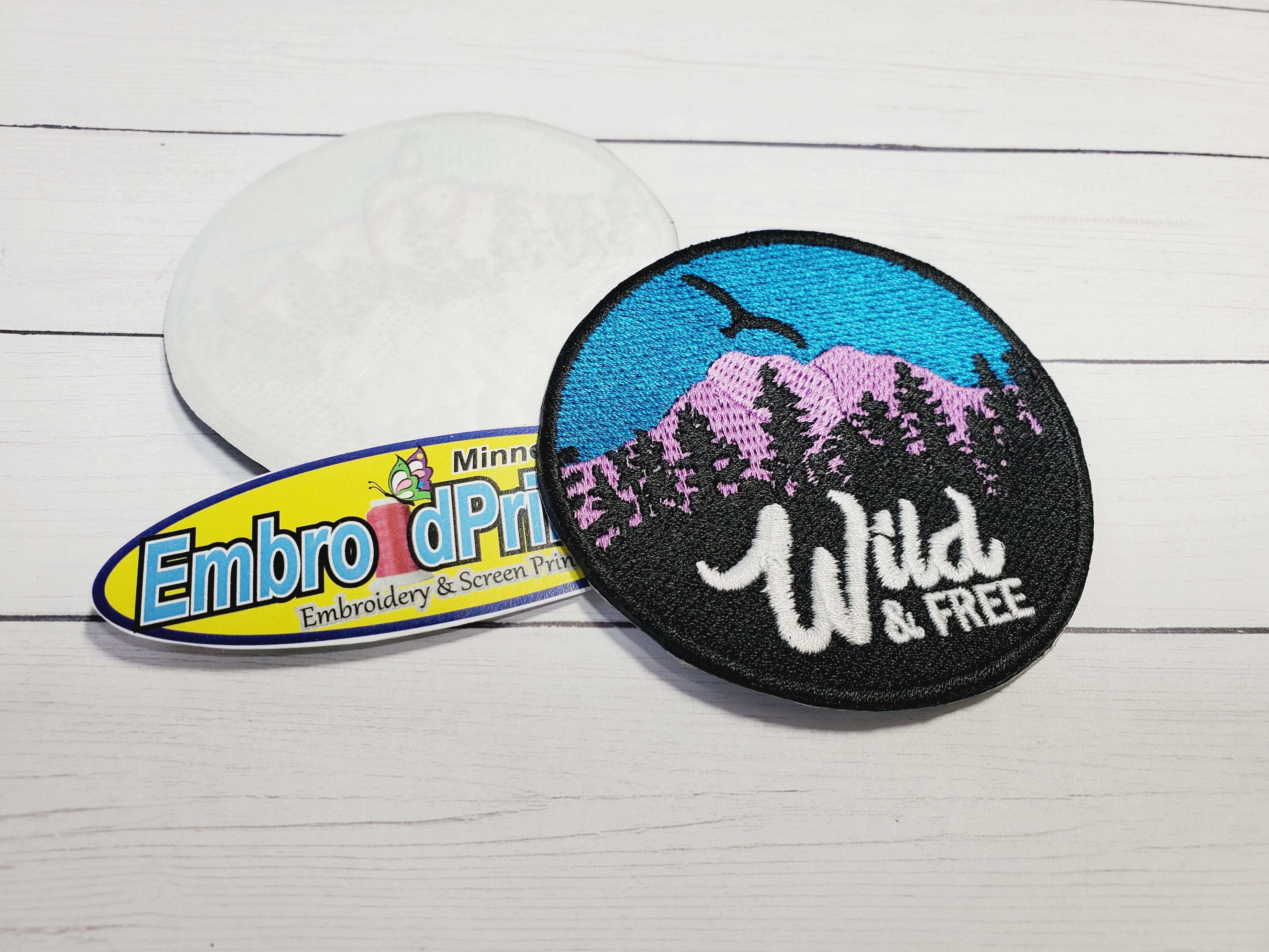 Wild and Free Mountain 100% Embroidered Patch Size 3X3 Iron on cool Patch