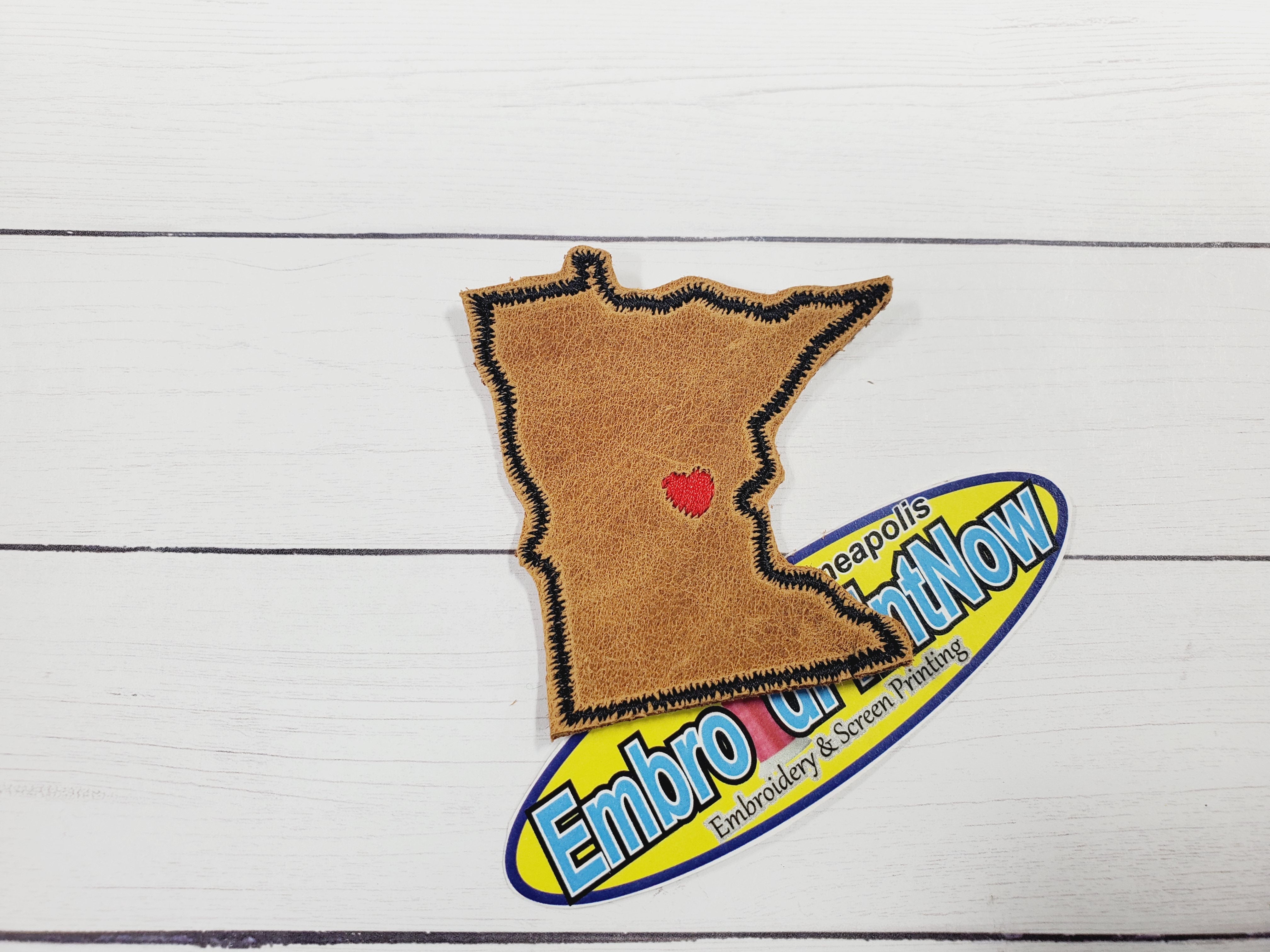 Minnesota State Italian Leather Red Black 2 X 2 Iron On Patch