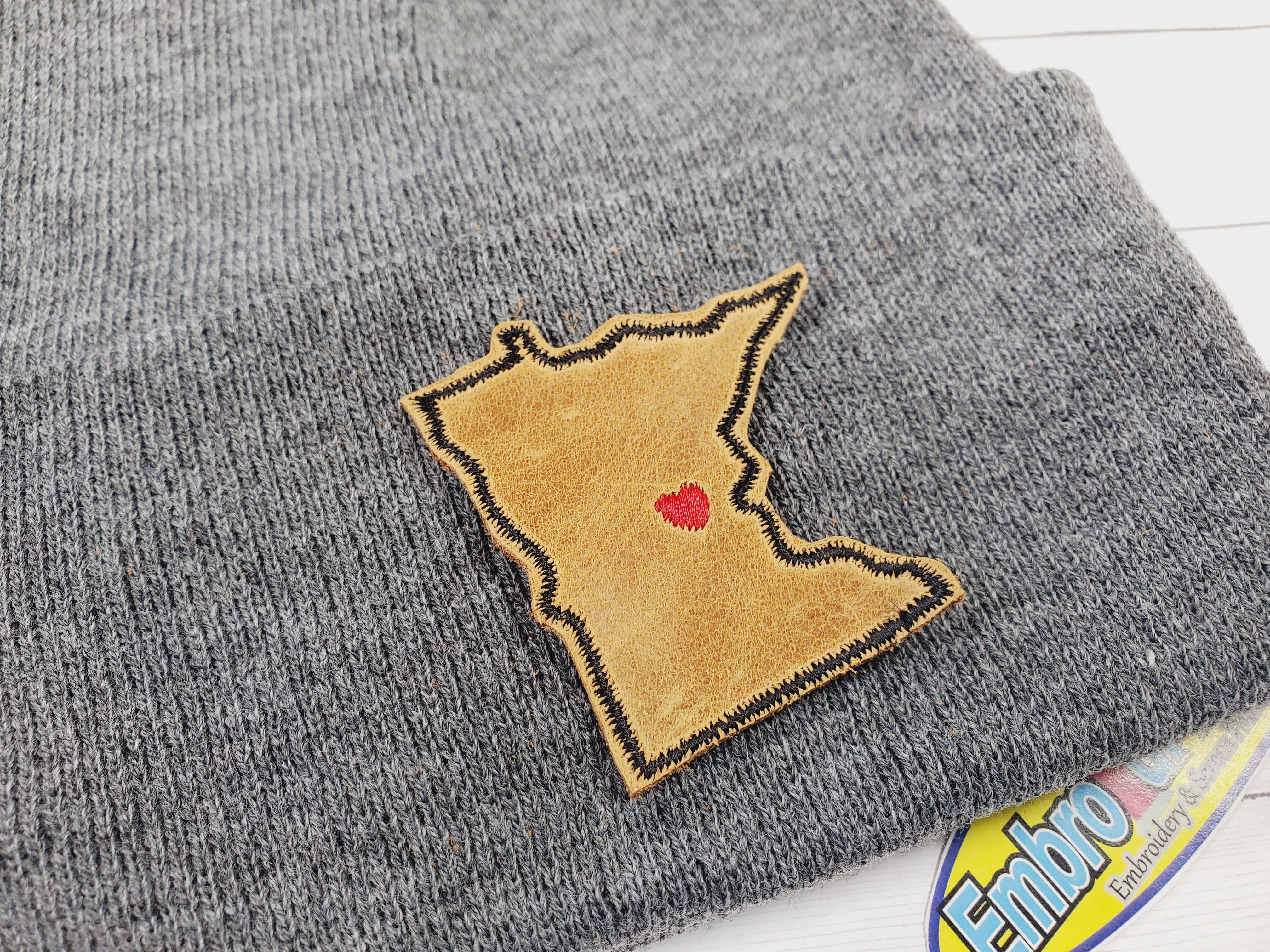 Minnesota State Italian Leather Red Black 2 X 2 Iron On Patch