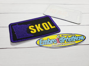 MN Skol Embroidery  3" X 2" Black Purple Iron on Patch