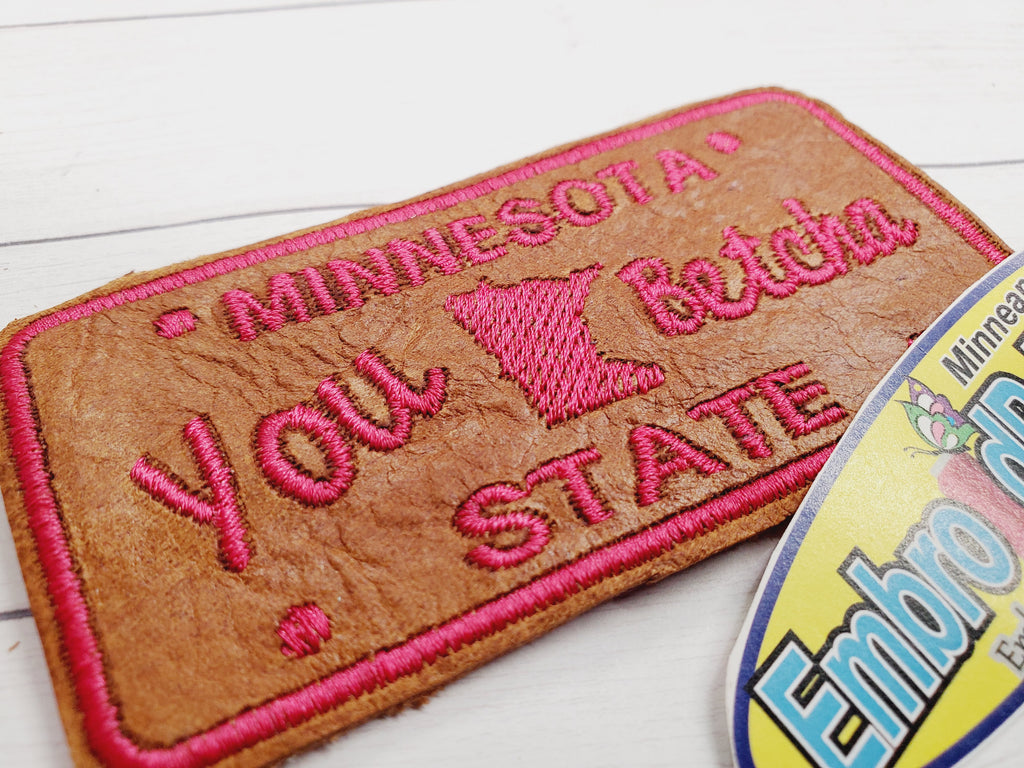 You Betcha Minnesota State 4" X 1.75" Italian  Leather Patch