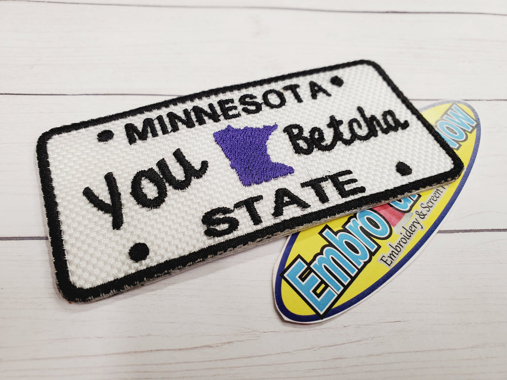 You Betcha Minnesota State 4" X 1.75"  White and Black Embroider Patch