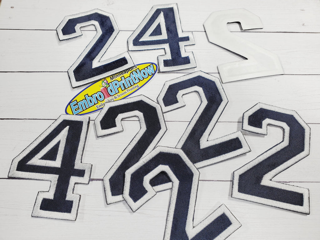 10" Twill Number for Uniform or Jersey - Athletic/Collegiate Style, Iron on Patch, Twill Embroidered Outline