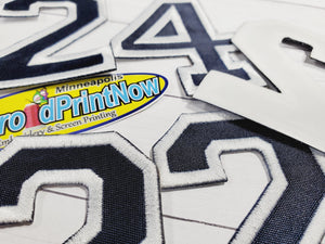 2" Twill Number for Uniform or Jersey - Athletic/Collegiate Style, Iron on Patch, Twill Embroidered Outline