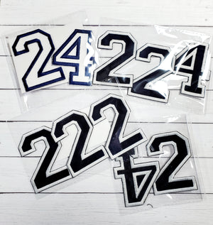 3" Twill Number for Uniform or Jersey - Athletic/Collegiate Style, Iron on Patch, Twill Embroidered Outline