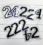 2" Twill Number for Uniform or Jersey - Athletic/Collegiate Style, Iron on Patch, Twill Embroidered Outline