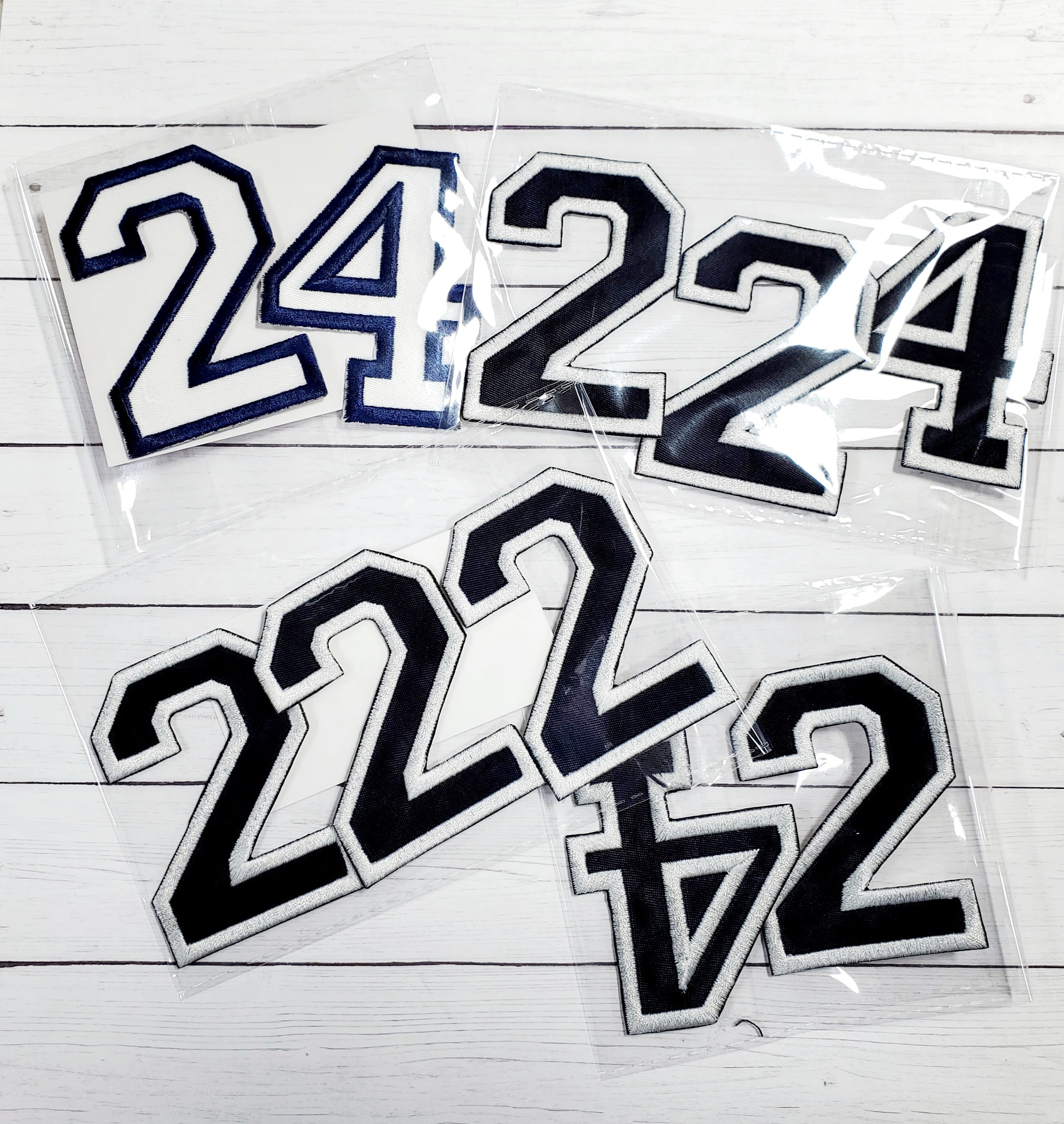 8" Twill Number for Uniform or Jersey - Athletic/Collegiate Style, Iron on Patch, Twill Embroidered Outline