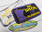 MN Vikings Skol iron on 3.75 " X 2" embroidered Patch