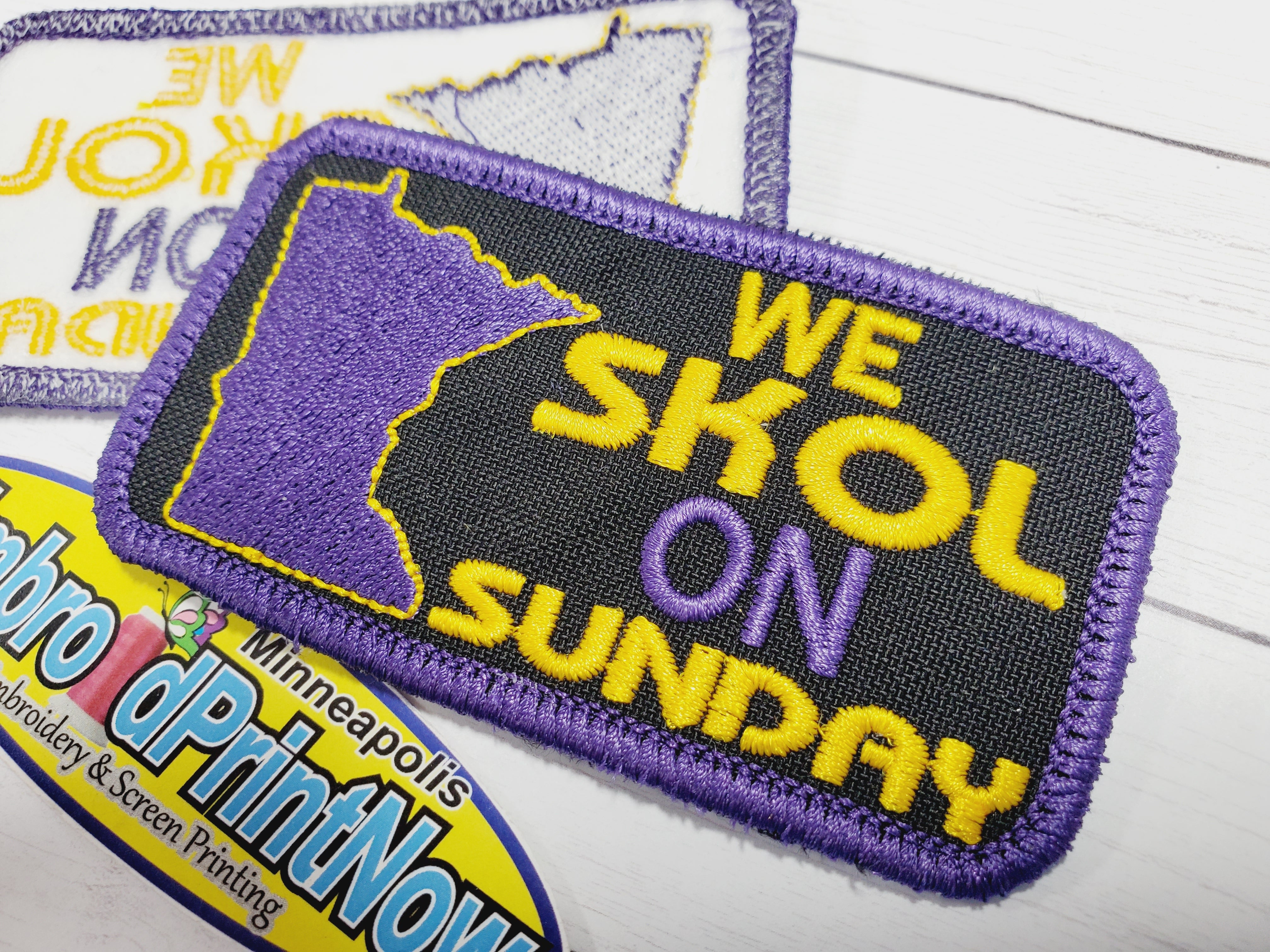 MN Vikings Skol iron on 3.75 " X 2" embroidered Patch