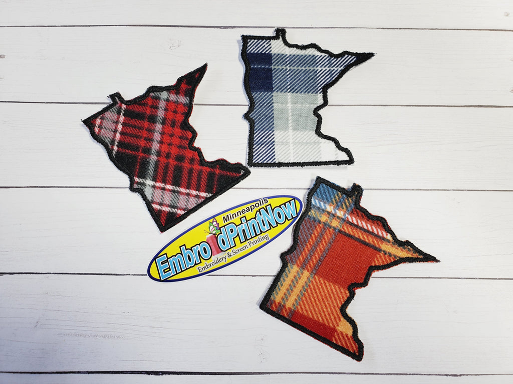 Minnesota State Buffalo Orange Red Blue Plaid 2 X 2 Iron On Patch