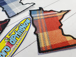 Minnesota State Buffalo Orange Red Blue Plaid 2 X 2 Iron On Patch