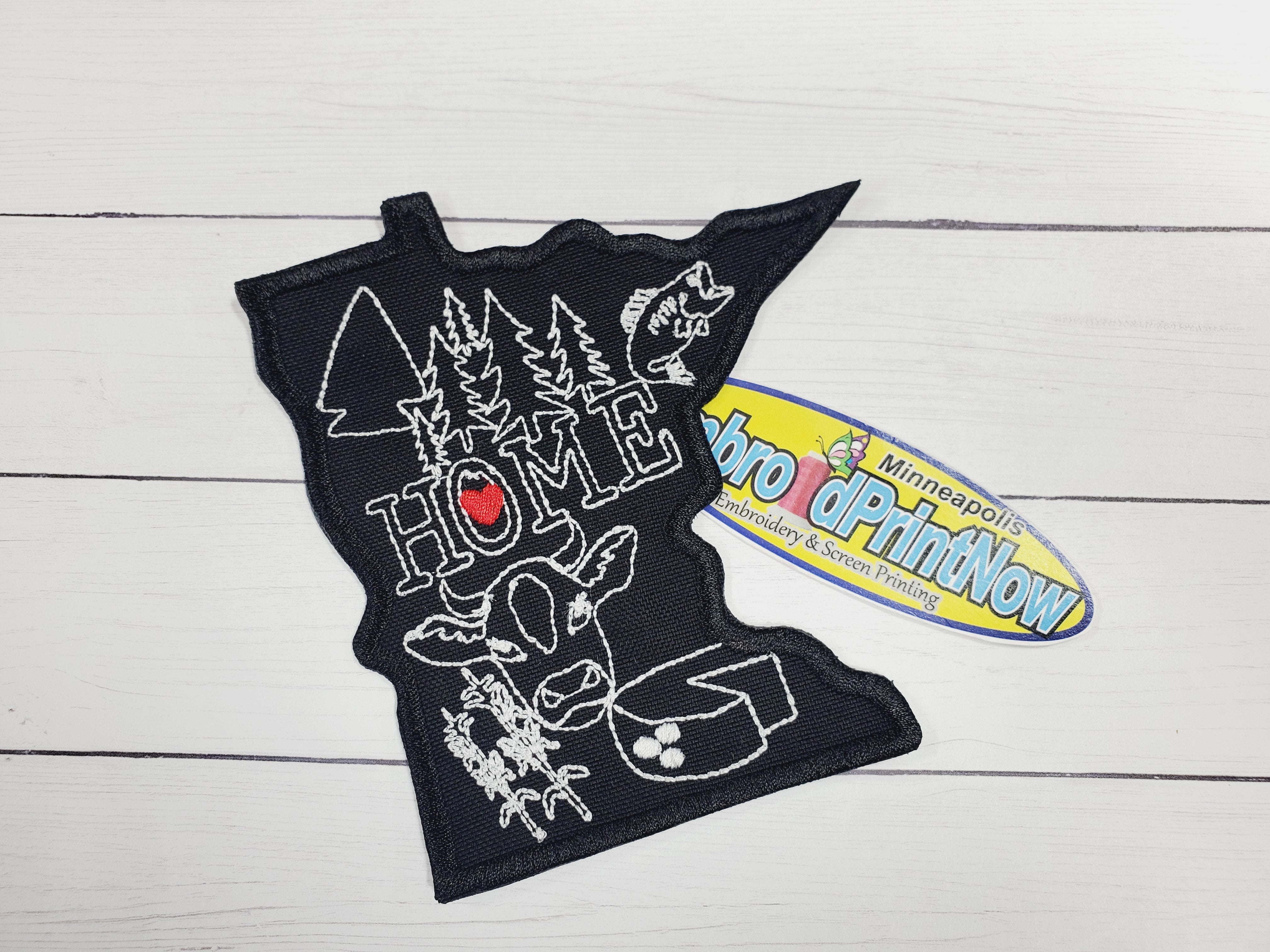 Minnesota Home State Black and White 4 X 3.50 Embroider Patch Iron On Patch