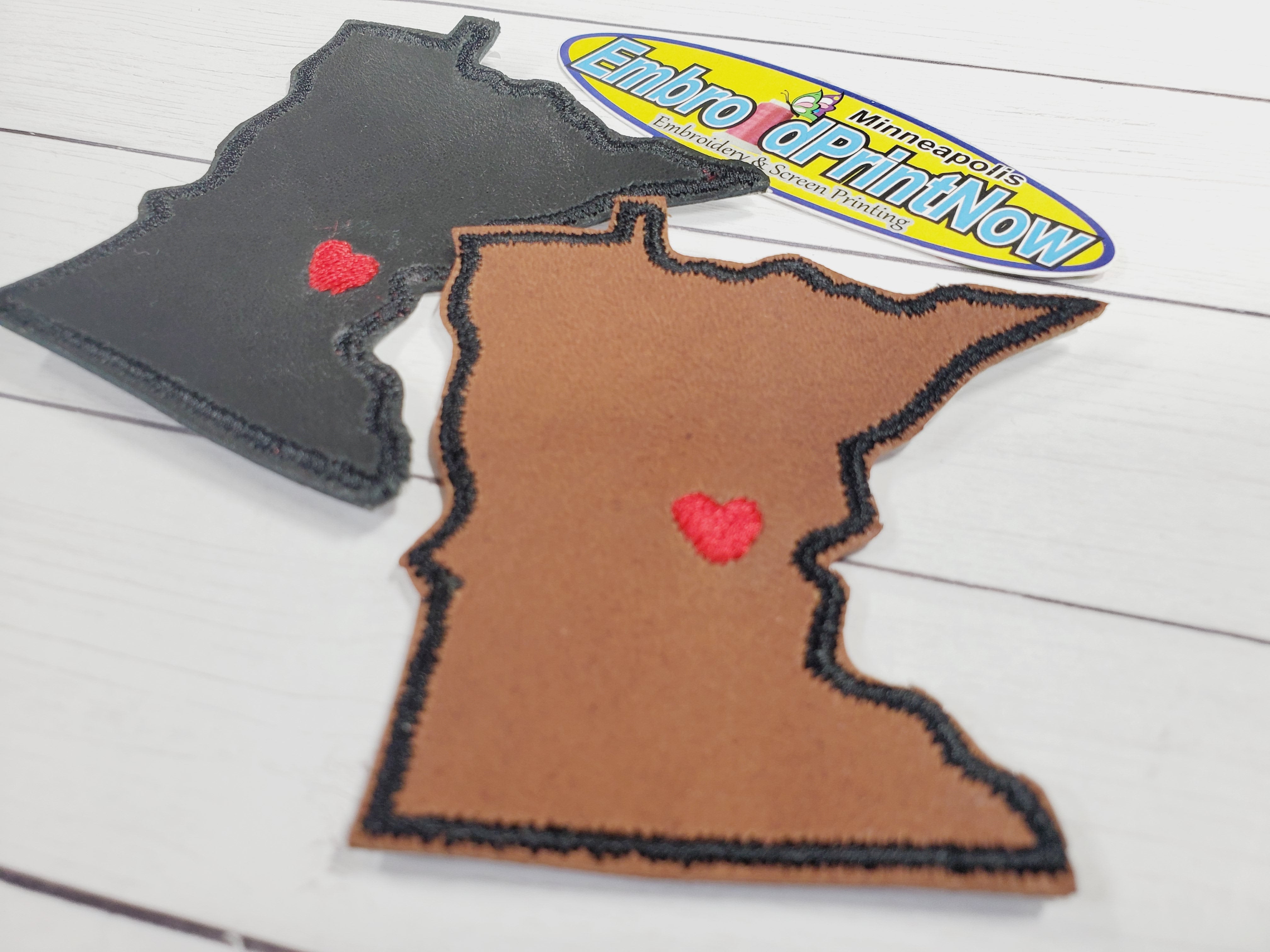 Minnesota State Italian Leather Red Black 2 X 2 Iron On Patch