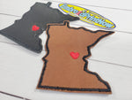 Minnesota State Italian Leather Red Black 2 X 2 Iron On Patch