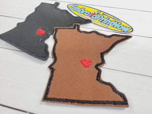 Minnesota State Italian Leather Red Black 2 X 2 Iron On Patch
