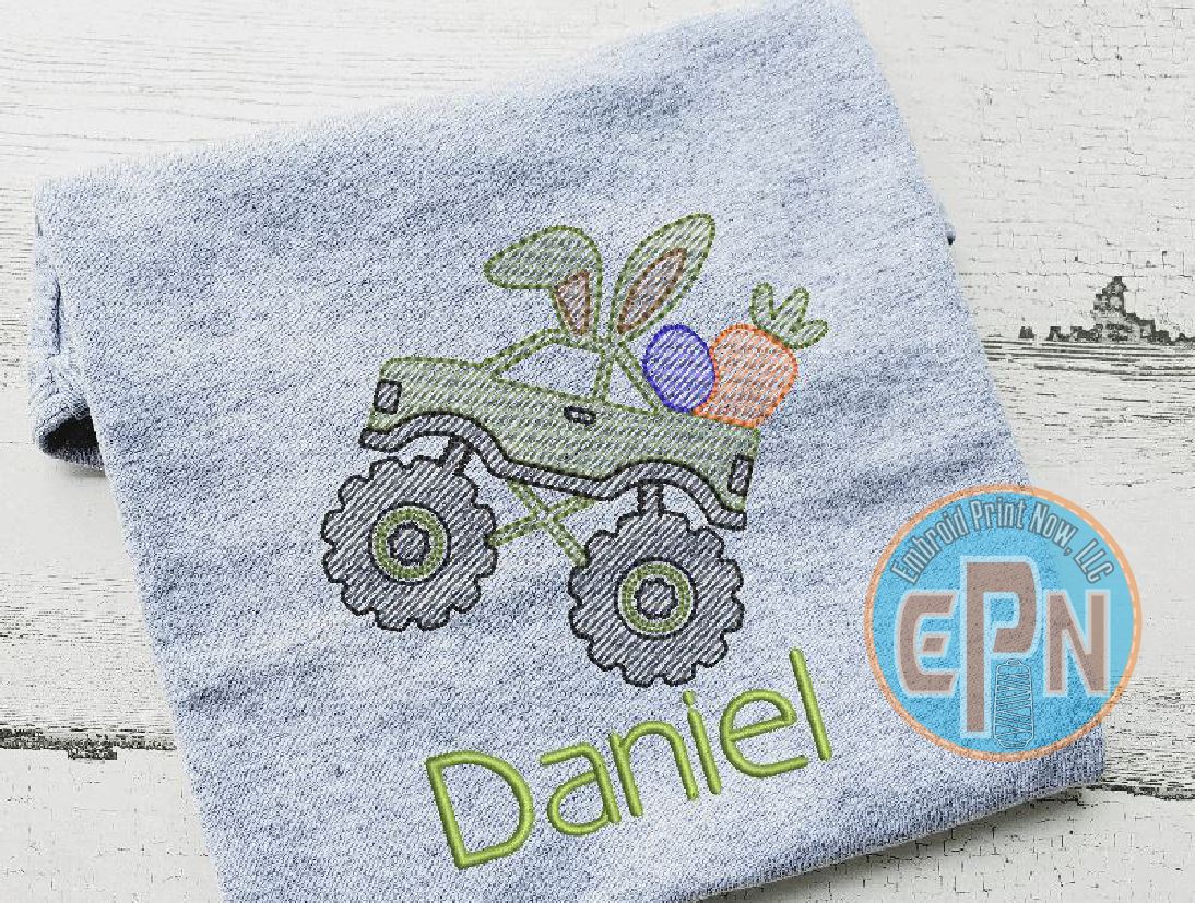 Bunny Monster Truck T-shirt with name
