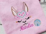 Heart Llama Valentines or Birthday T-shirt With Name