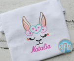 Heart Llama Valentines or Birthday T-shirt With Name