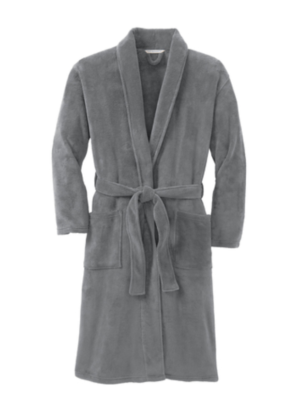 Plush Deep Smoke Microfleece Shawl Collar Robe