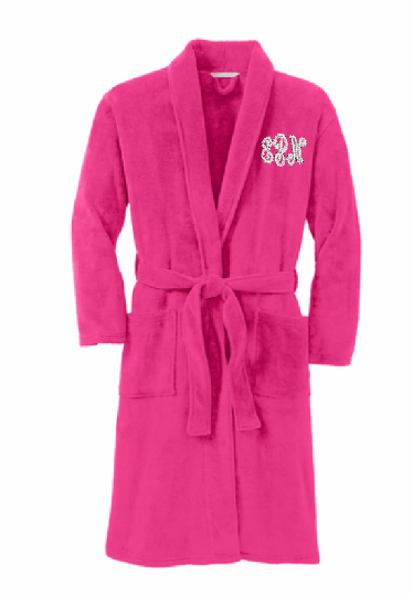 Plush Microfleece Shawl Collar Robe with 3 Letter Monograming