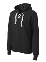 Lace Up Pullover Hooded Sweatshirt with Monogram