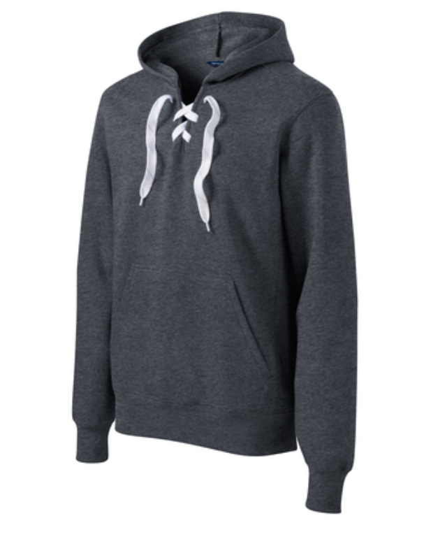 Lace Up Pullover Hooded Sweatshirt with Monogram