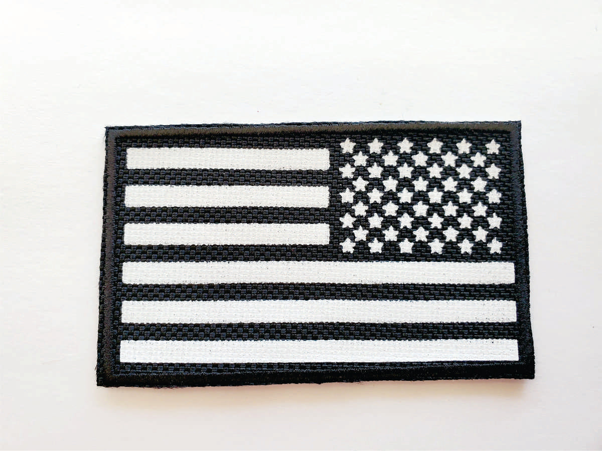 Black USA Flag  4" X 2.25" Patche