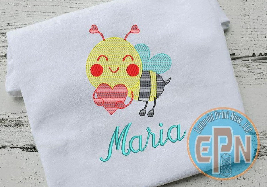Bumble Bee Heart T-shirt With Name