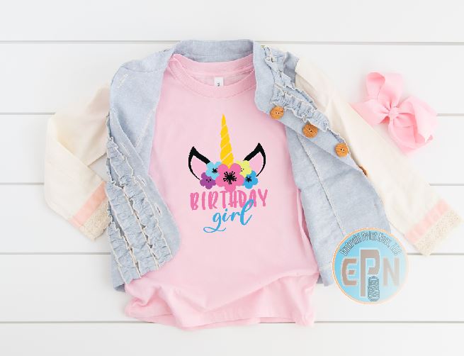 Unicorn  Birthday Girl Youth T-shirt