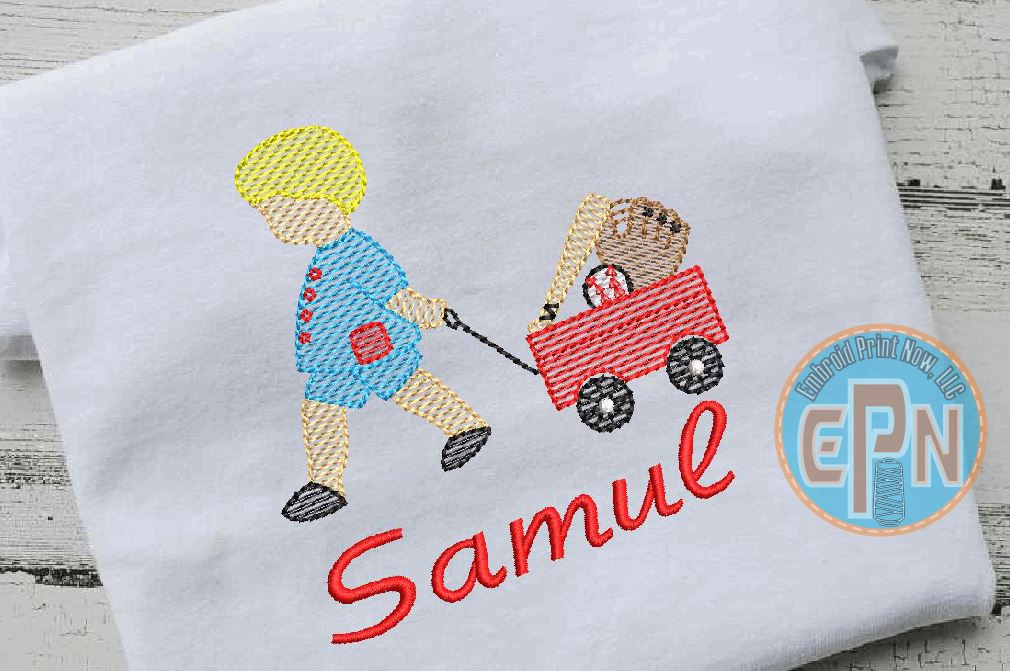 Vintage Boy Pulling wagon You T-shirt with name