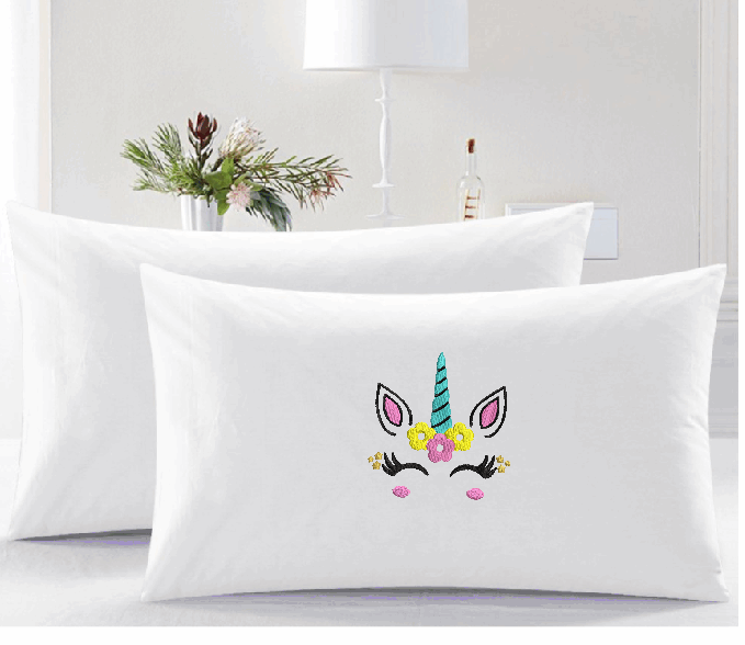 Pretty Embroider Unicorn Pillow Cases