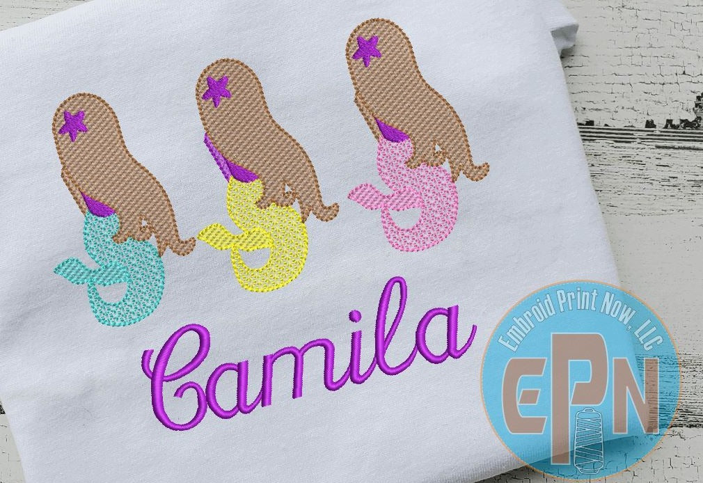 Mermaid Trio Birthday T-shirt With Name