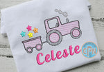 Tractor Girl Birthday T-shirt With Name